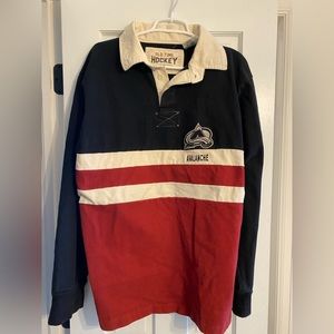 VINTAGE COLORADO AVALANCHE RUGBY STYLE SHIRT !     X LARGE !